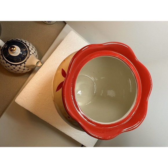 Temptations Old World Red Canister Cookie Jar with Lid 6.5" x 9" EUC - Picture 8 of 9